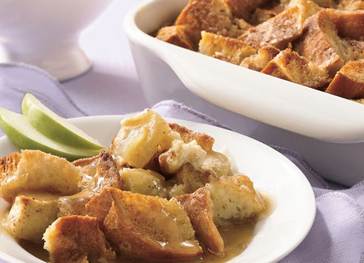 Apple Bread Pudding with Warm Butter Sauce