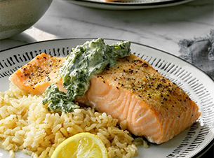 Salmon with Spinach Sauce